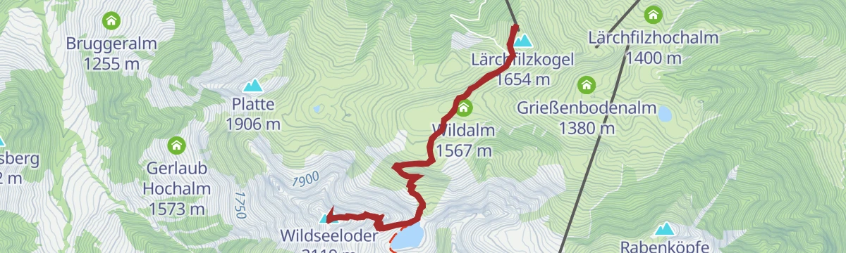 Route map: Wildseeloderhaus - Wildseelodergipfel (2.118m)